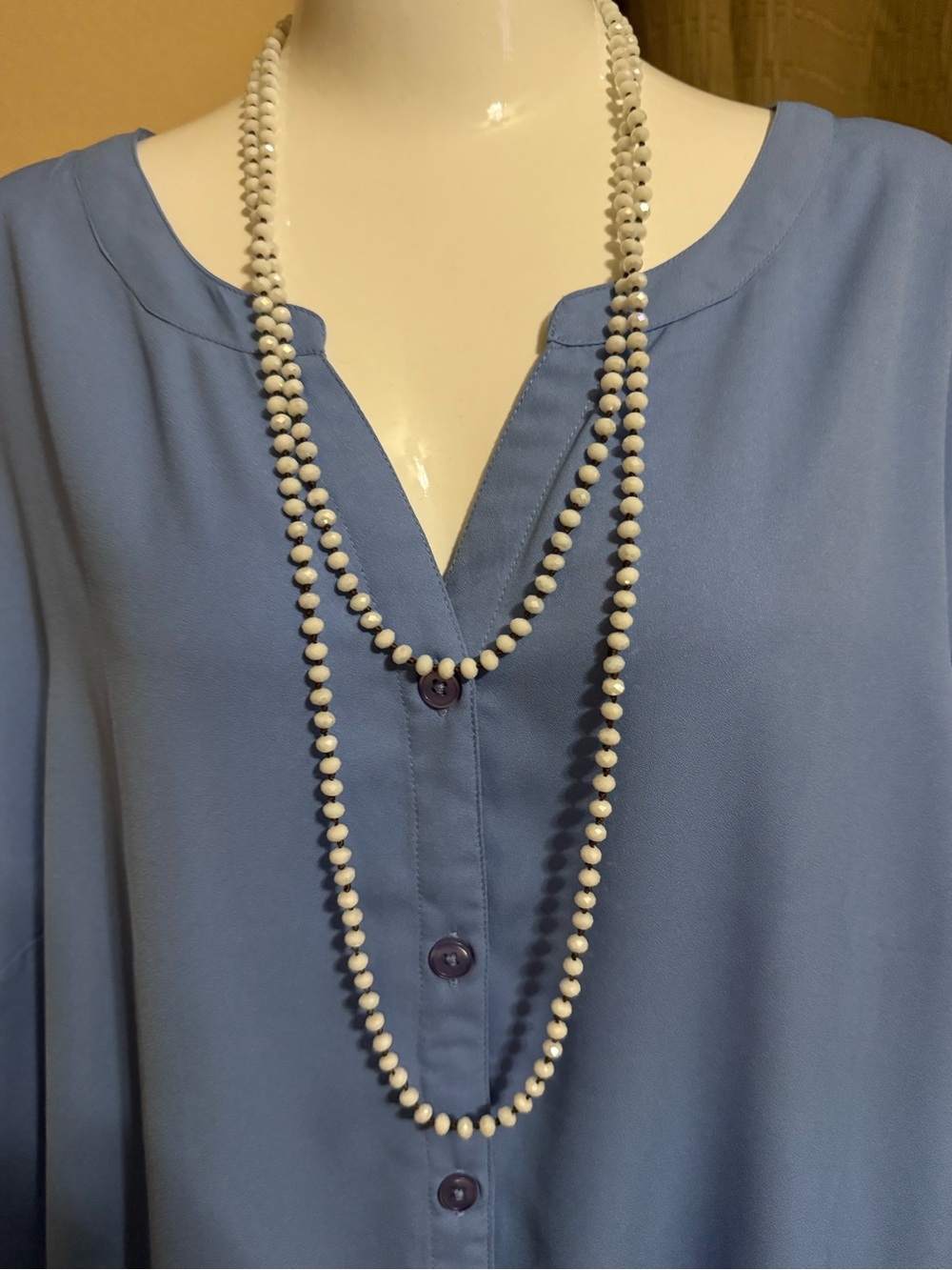64” Hand-knotted Single Strand Faceted Rondelle Milk Beads